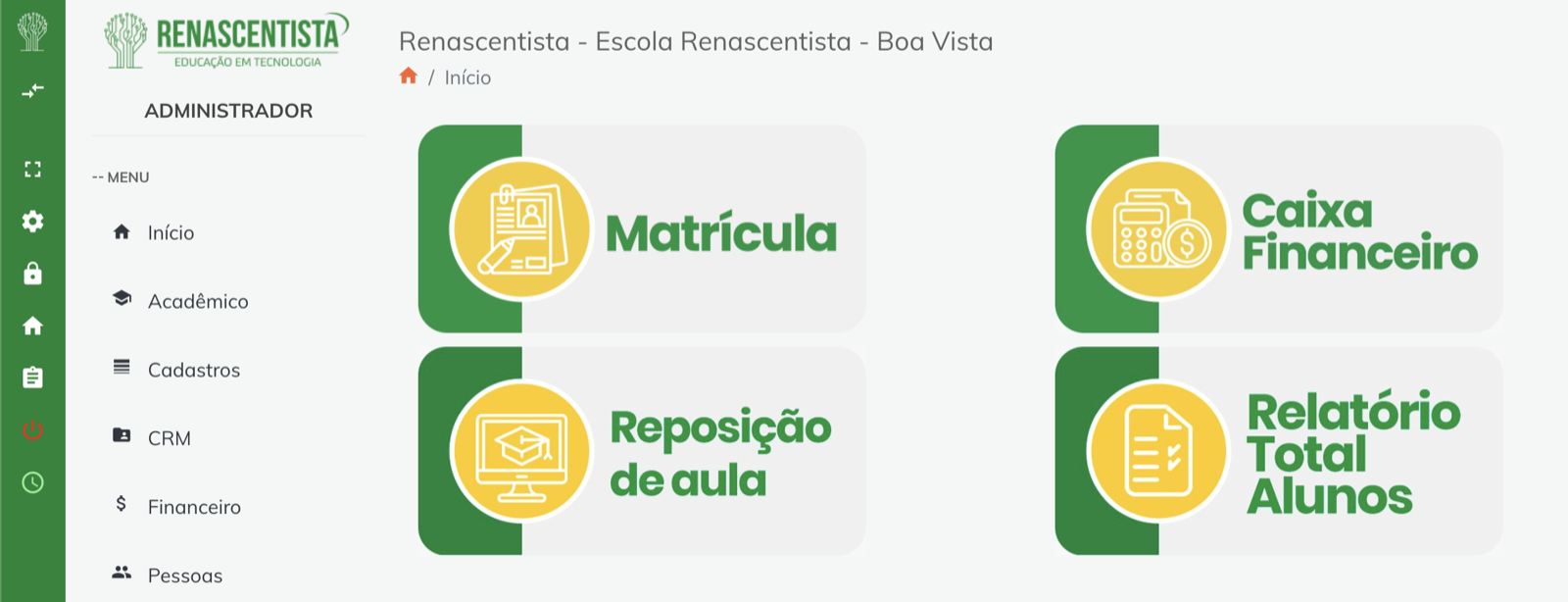 Tela do sistema da Renascentista — 1