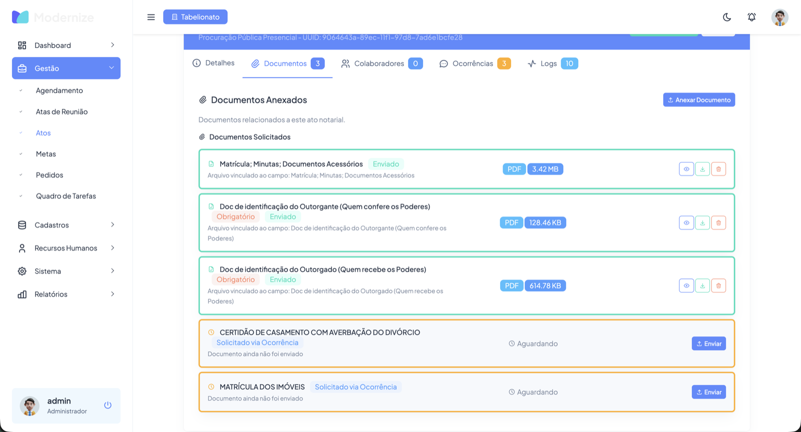 Tela do portal do 25º Tabelionato de Notas — 2